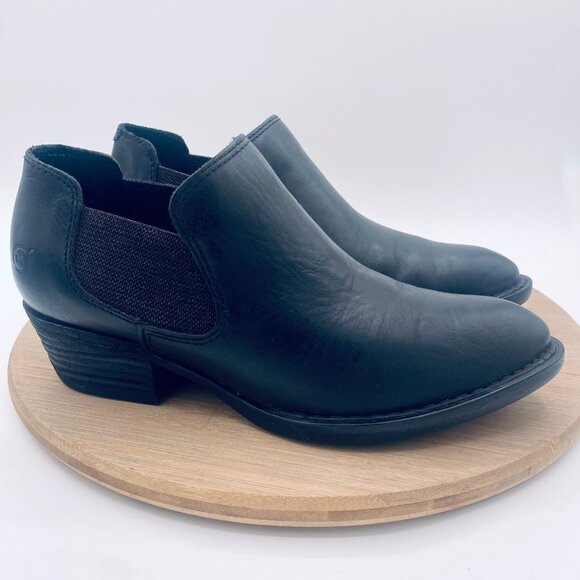Born Boots Womens 7 Black Leather Pull On Ankle Western Minimalist - Picture 6 of 11